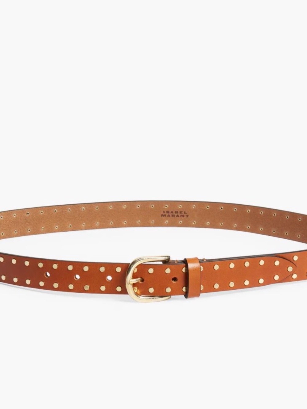 Isabel Marant Zap Studded Leather Belt Brown Gold Minimalist Luxury Designer 85